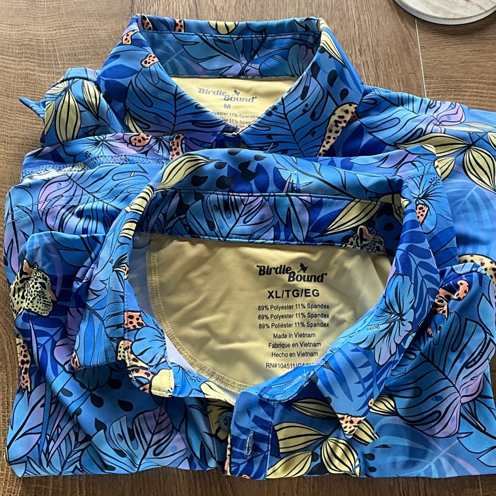 Birdie Bound Blue Floral Shirt x2